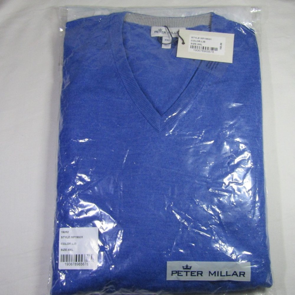 (XXL) Solid Blue, Light-Thin Men's Sweater